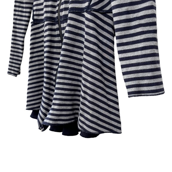 Soft surroundings navy blue gray striped Soft zip up Sweater Women size XS - Picture 5 of 12